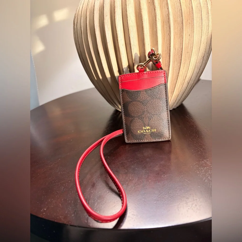Coach Red and Brown ID Holder - Picture 2 of 4